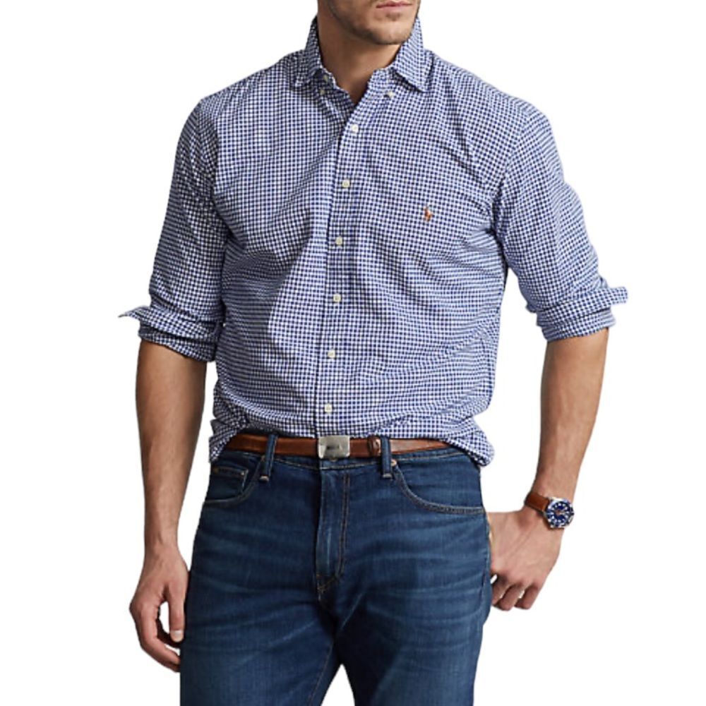 Ralph Lauren Men’s Classic Vintage Plaid Oxford Long Sleeve Blue Shirt Size 18